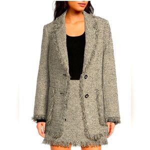 A Loves A Metallic Tweed Fringe Novelty Button Front Jacket Size XS NWT